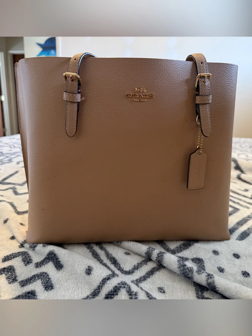 Coach Taupe Tote Shoulder Bag with Gold Hardware